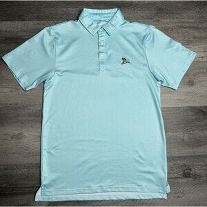Fieldstone Outdoors Men's Small Roost Mallard Performance Polo Shirt Aqua Blue